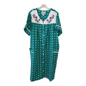 Vintage Anthony Richards Polka Dot House Dress 1X Embroidered Bee Cotton Blend